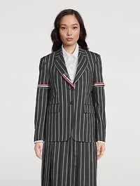 Wool Striped Blazer With Armbands