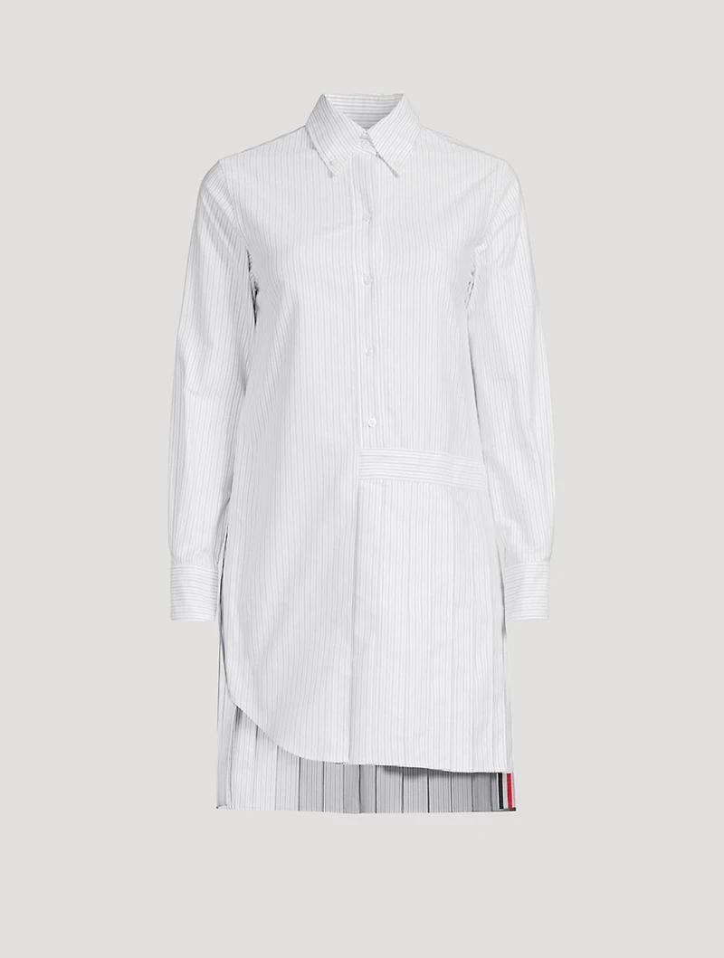 Poplin Mini Shirt Dress Striped Print