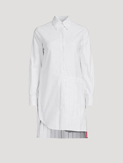 Poplin Mini Shirt Dress Striped Print