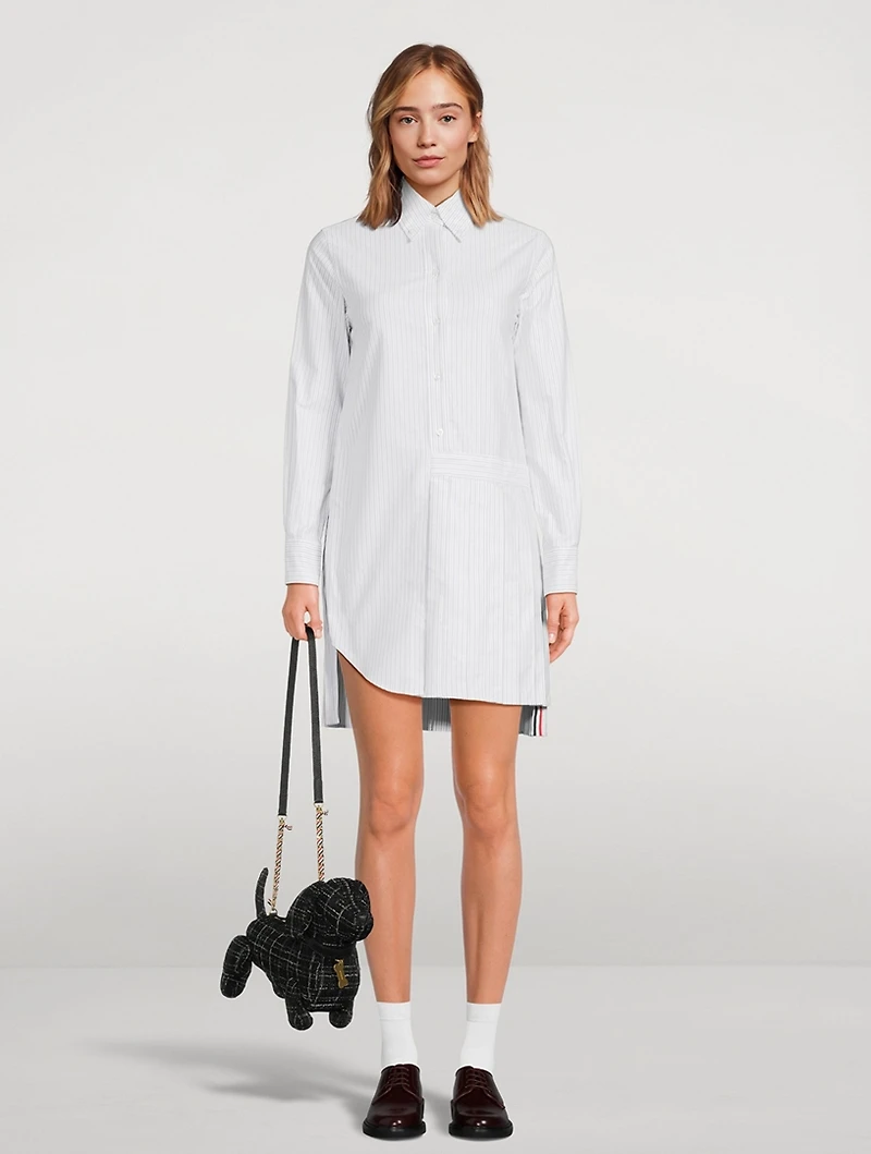 Poplin Mini Shirt Dress Striped Print