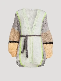 Mohair-Blend Belted Cardigan