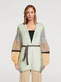 Mohair-Blend Belted Cardigan