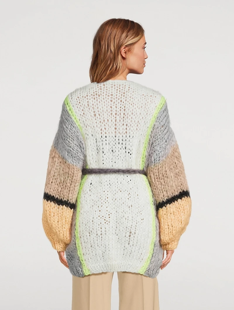 Mohair-Blend Belted Cardigan