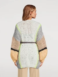 Mohair-Blend Belted Cardigan