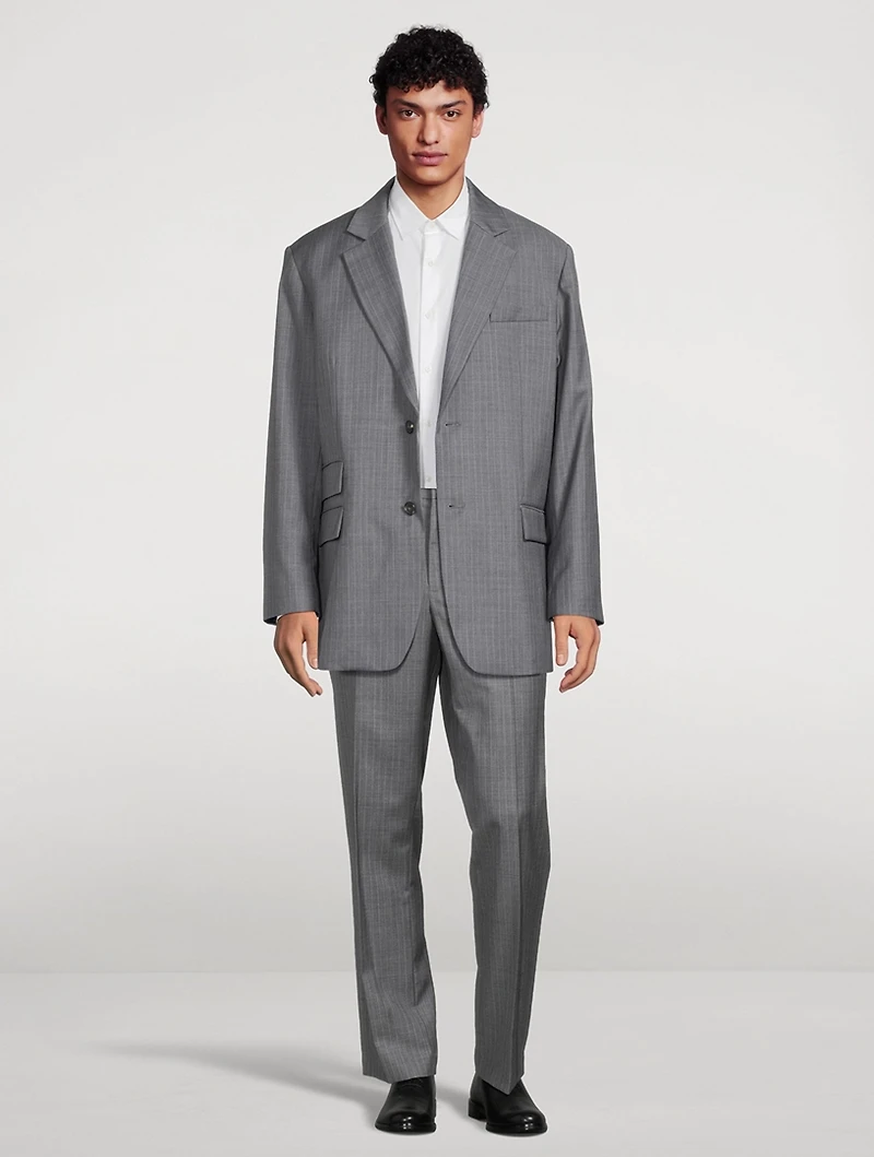 Wool Relaxed-Fit Pants Striped Print