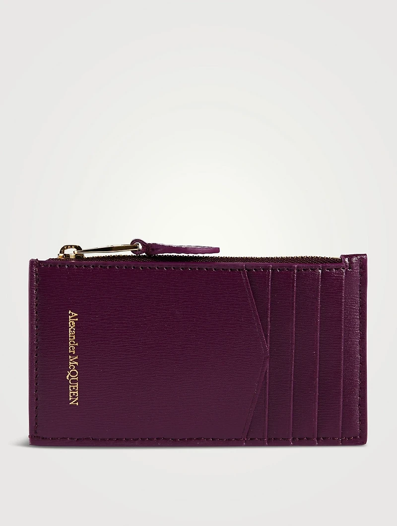 Skull Leather Zip Card Holder