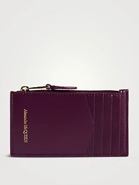 Skull Leather Zip Card Holder