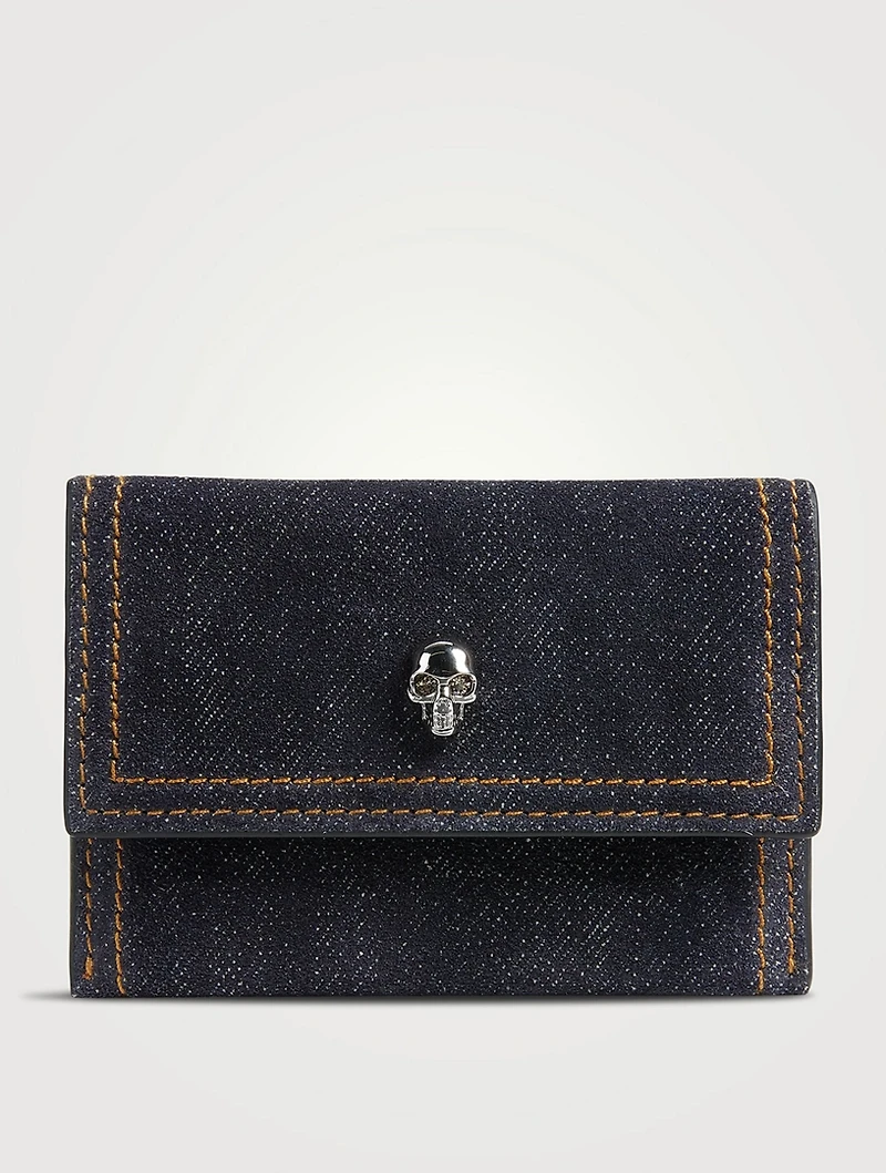 Skull Denim Envelope Card Holder