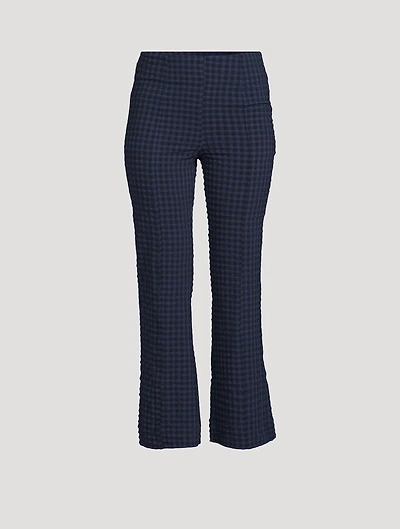 Checkered Seersucker Crop Pants