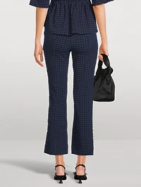 Checkered Seersucker Crop Pants