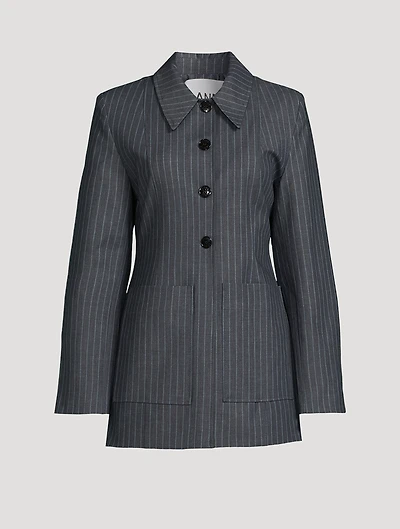 Single-Breasted Blazer Pinstripe Print