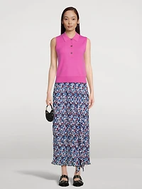 Pleated Georgette Flounce Midi Skirt