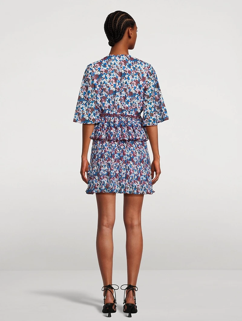 Pleated Georgette Flounce Mini Dress