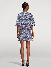 Pleated Georgette Flounce Mini Dress