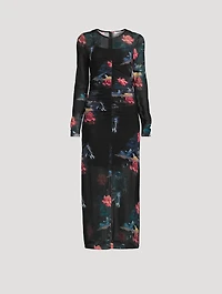 Mesh Ruched Long Dress