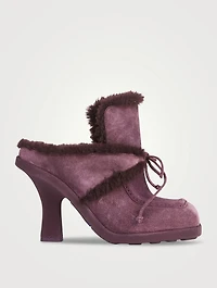 Highland Shearling-Trimmed Suede Mules