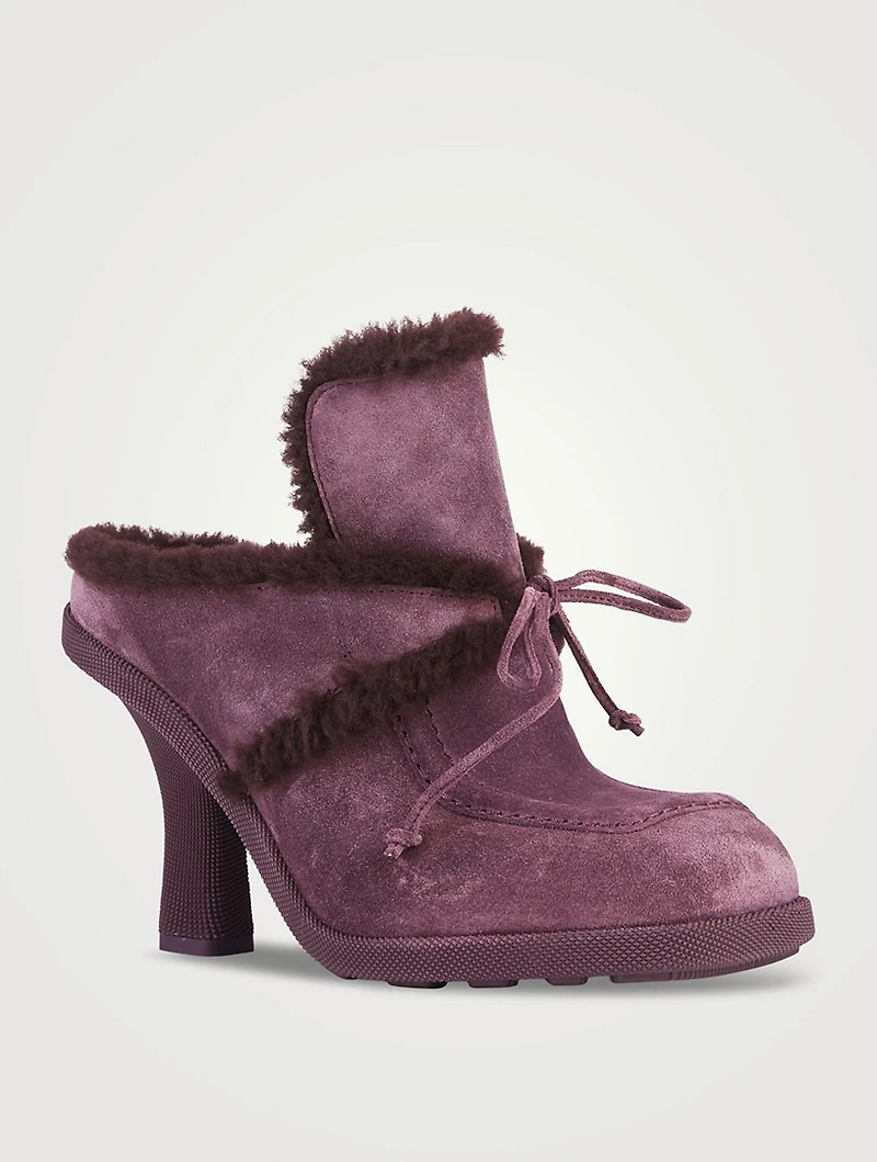 Highland Shearling-Trimmed Suede Mules