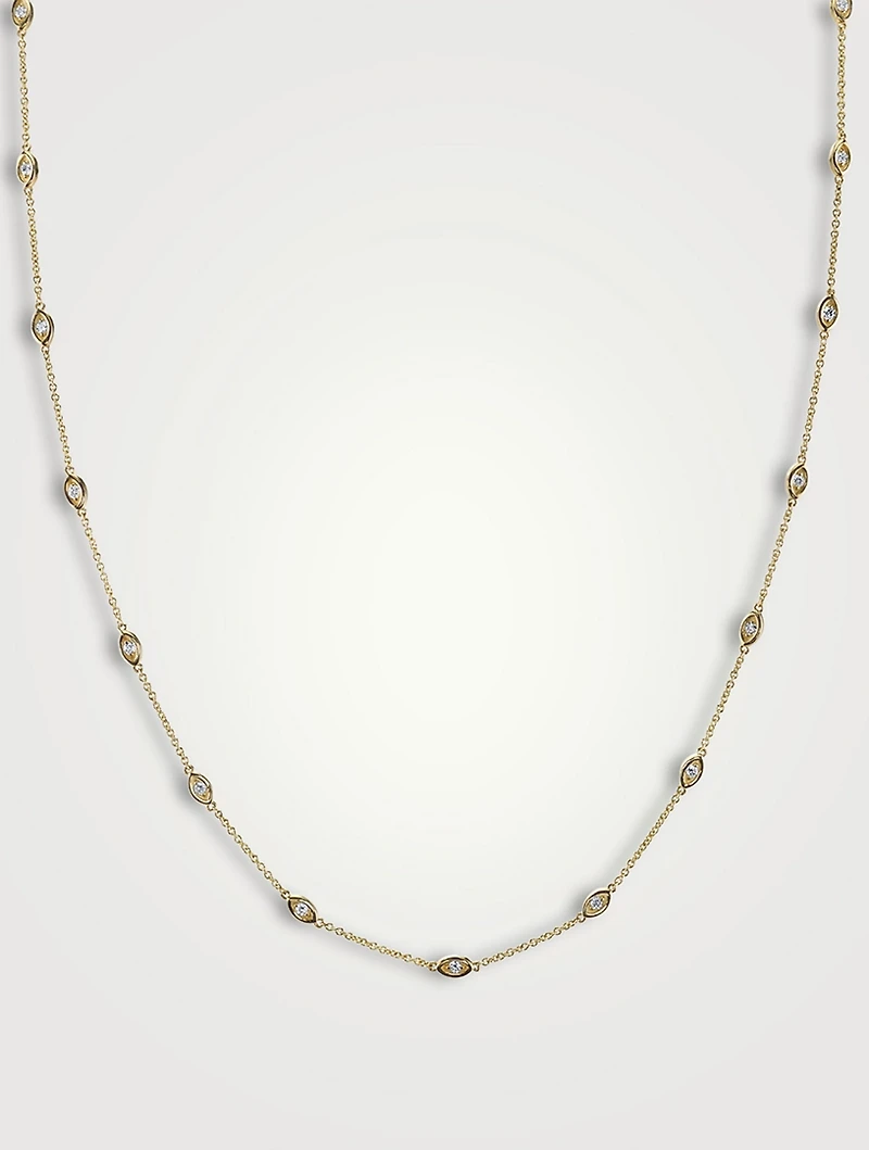 Gold Marquis Segment Necklace With Diamonds