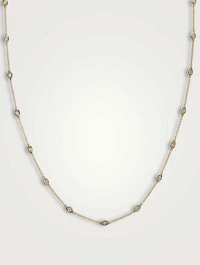 Gold Marquis Segment Necklace With Diamonds