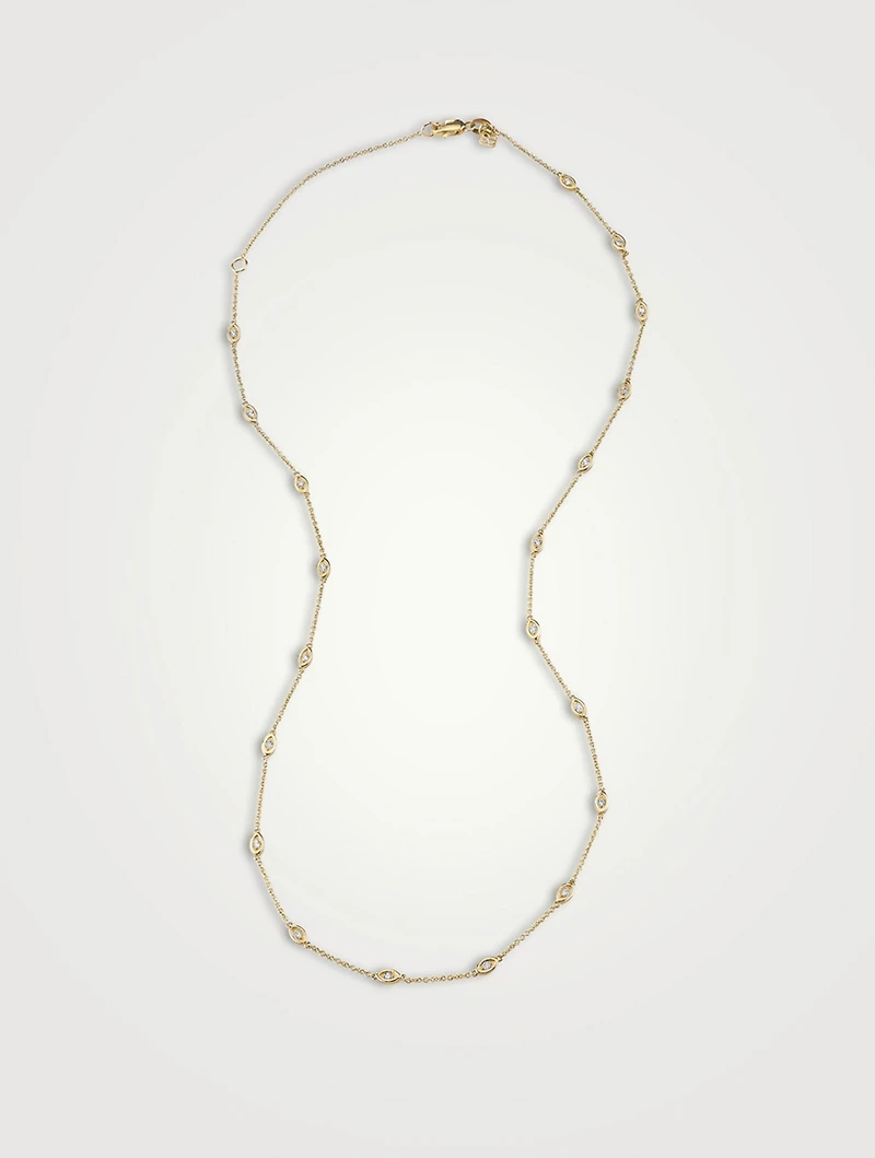 Gold Marquis Segment Necklace With Diamonds