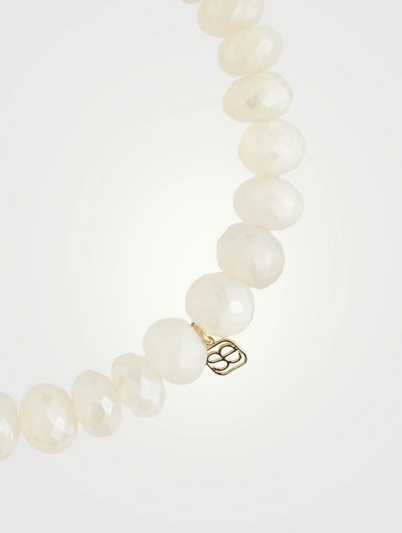 Champagne Chalcedony Beaded Bracelet With Gold And Diamond Heart Charm