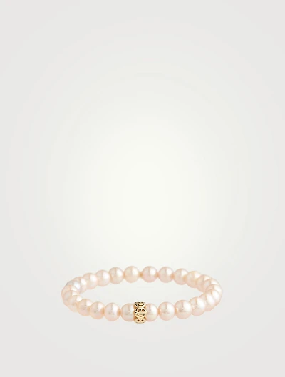Pearl Beaded Bracelet With Happy Face Charm