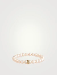 Pearl Beaded Bracelet With Happy Face Charm