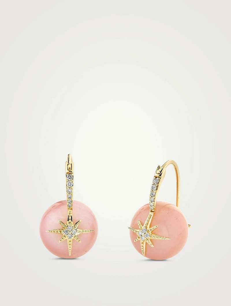 Starburst Pink Opal Earrings With Diamonds