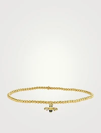 14K Gold Beaded Bracelet With Bee Charm