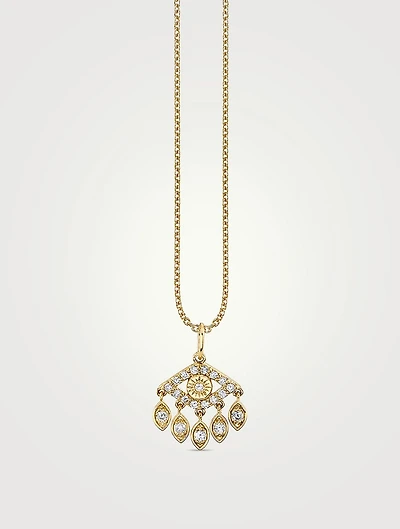 Gold Evil Eye Charm Necklace With Diamonds