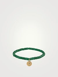 Aventurine Beaded Bracelet With Gold Diamond Eye Coin Charm