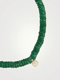 Aventurine Beaded Bracelet With Gold Diamond Eye Coin Charm