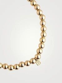 Gold Beaded Bracelet With Gold Diamond Mushroom Charm