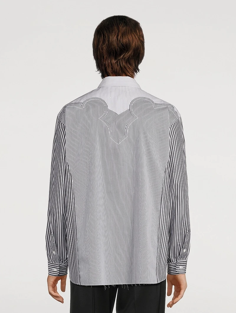 Yoke Stripe Cotton Shirt