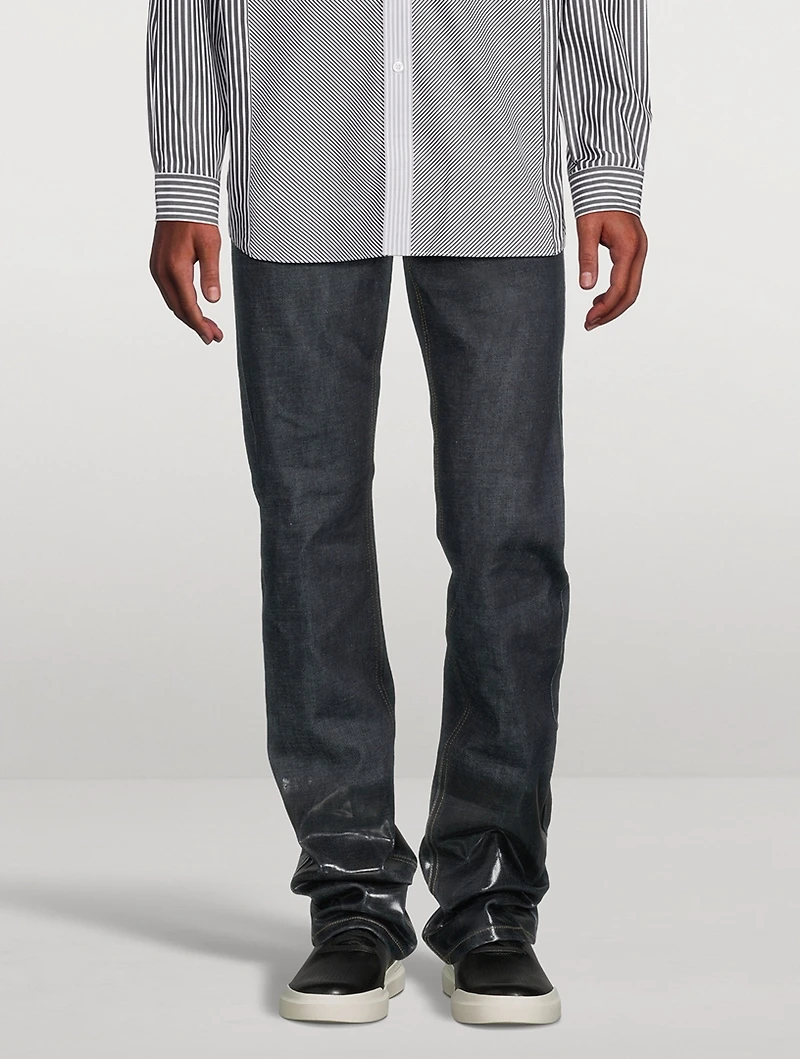 Lacquered Turn-Up Jeans