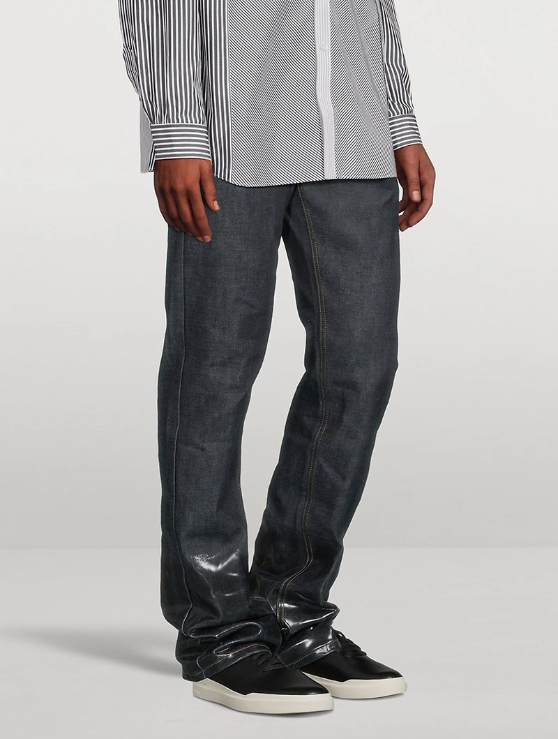 Lacquered Turn-Up Jeans