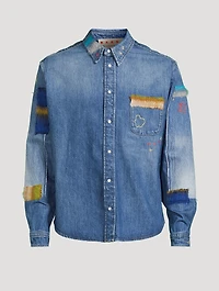 Denim Shirt With Mohair Patches