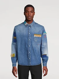 Denim Shirt With Mohair Patches