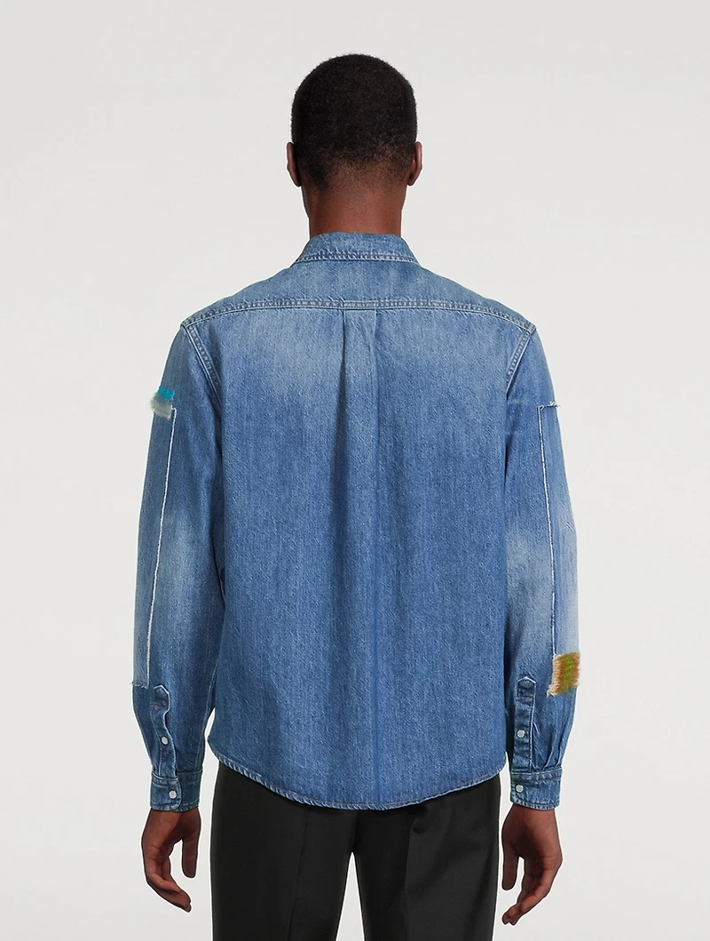 Denim Shirt With Mohair Patches