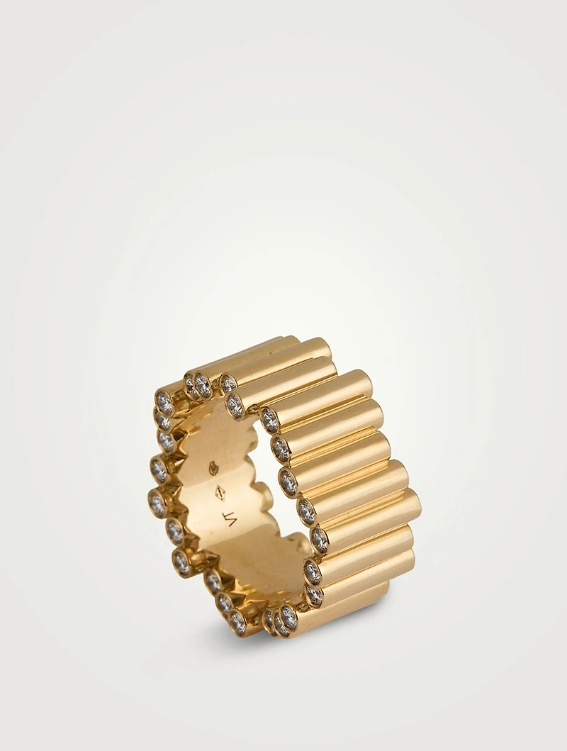 Edge 18K Gold Ring With Diamonds