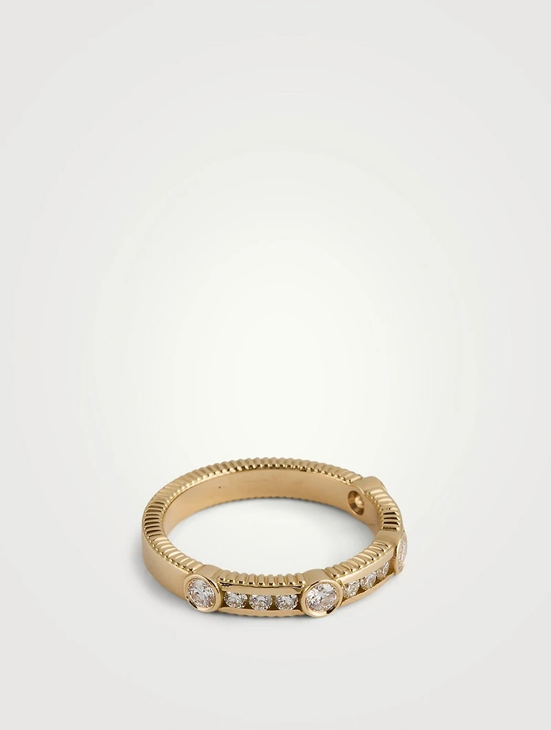 Rayon 18K Gold Ring With Diamonds