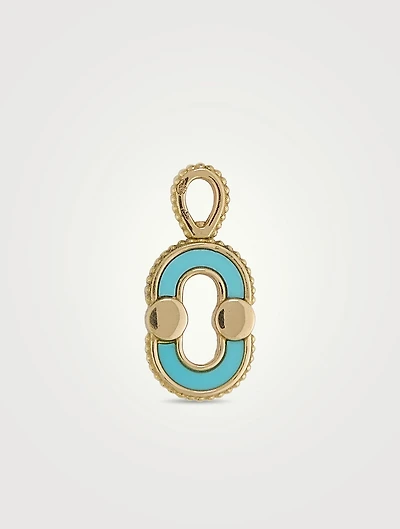 Magnetic 18K Gold Recto Verso Pendant With Lapis Lazuli And Turquoise