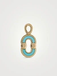 Magnetic 18K Gold Recto Verso Pendant With Lapis Lazuli And Turquoise