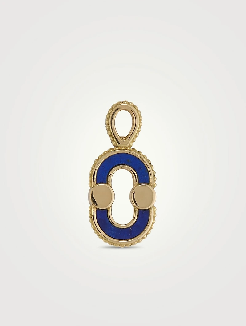 Magnetic 18K Gold Recto Verso Pendant With Lapis Lazuli And Turquoise