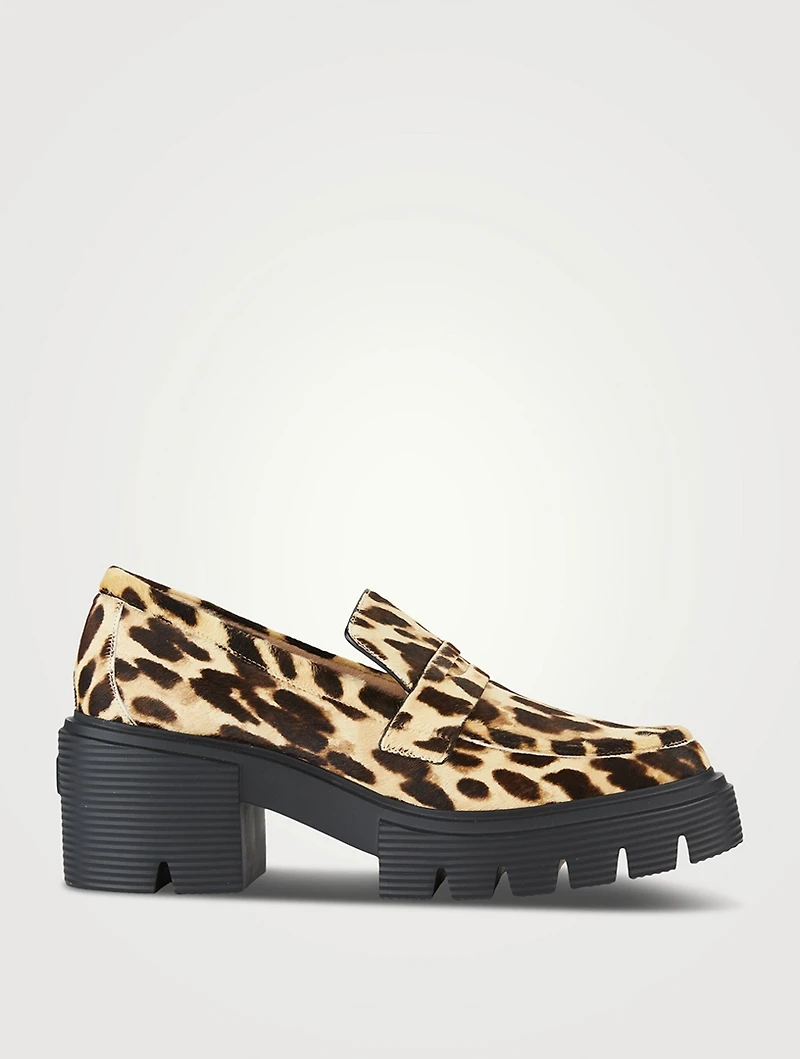 Soho Calf Hair Penny Loafers Leopard Print