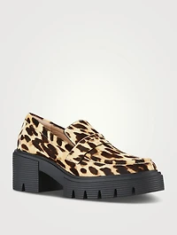 Soho Calf Hair Penny Loafers Leopard Print
