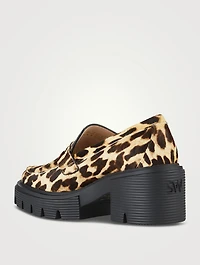 Soho Calf Hair Penny Loafers Leopard Print
