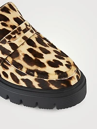 Soho Calf Hair Penny Loafers Leopard Print