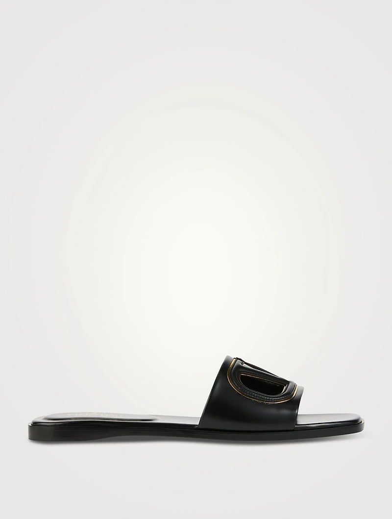 VLOGO Cut-Out Leather Slide Sandals