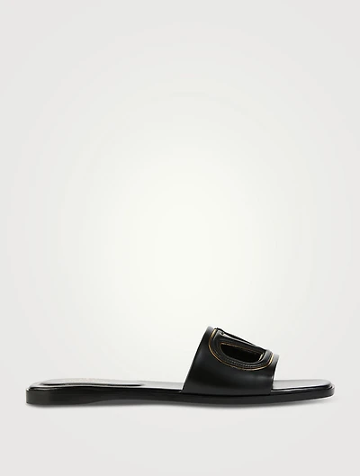 VLOGO Cut-Out Leather Slide Sandals